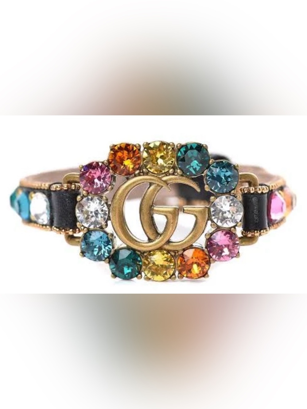 Gucci Gold Double G Multicolor Crystal Bracelet